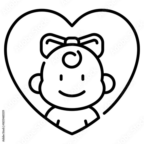 Baby Girl with Love Line Icon