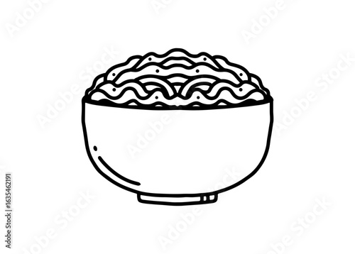 Hand drawn vector illustration of a bowl of noodles icon