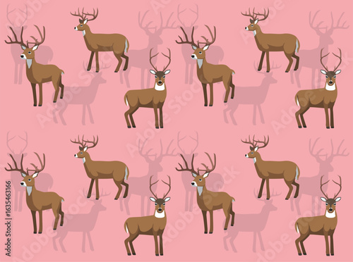 White-Tailed Deer Cartoon Character Seamless Wallpaper Background