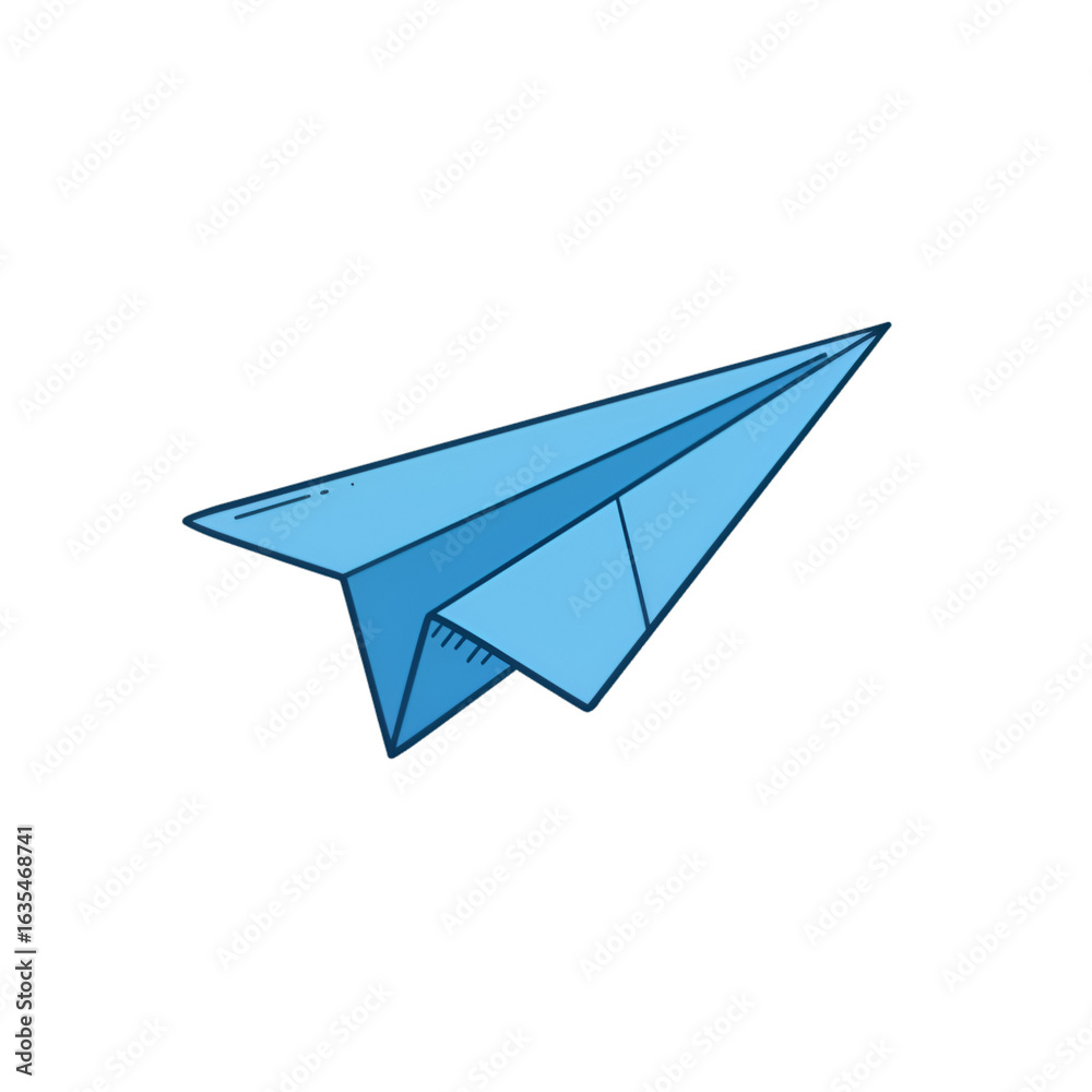 Fototapeta premium Illustration Of Blue Paper Airplane In Flight Isolated Transparent Background