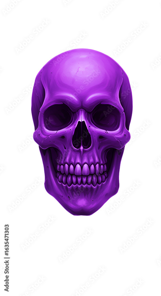 Obraz premium Illustration Of A Purple Skull Against A Transparent Isolated Background