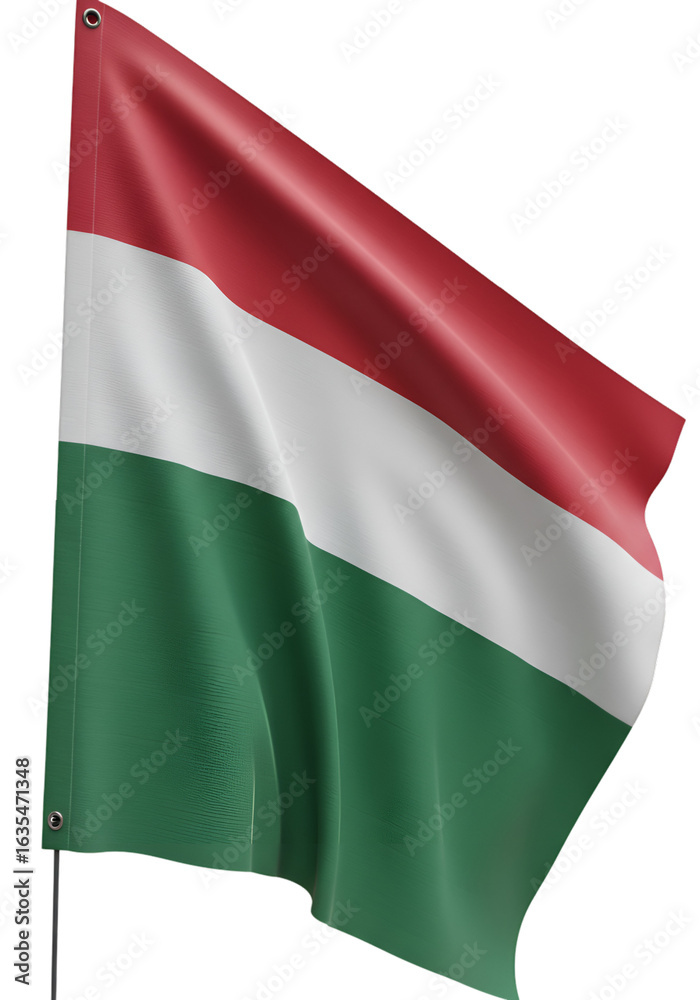 Obraz premium Hungarian National Flag Waving Illustration Isolated On Transparent Background