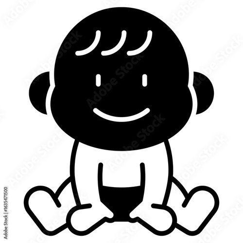 Baby Sitting Black Fill Icon