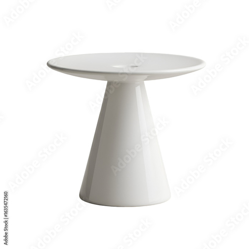 Isolated White Pedestal Table 3D Rendering on Transparent Background