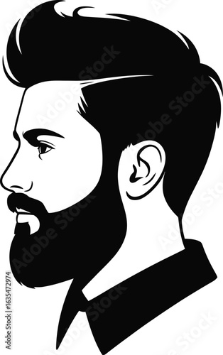 Bearded man profile illustration mustache hair