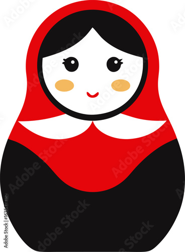 Single Open Russian Nesting Doll Line Art Illustration