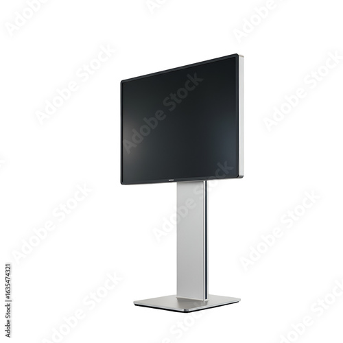 Modern 3D Rendered Silver Monitor Display Isolated on a Transparent Background