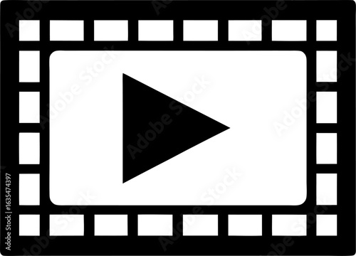 Video Play Button Inside a Film Strip Frame Vector