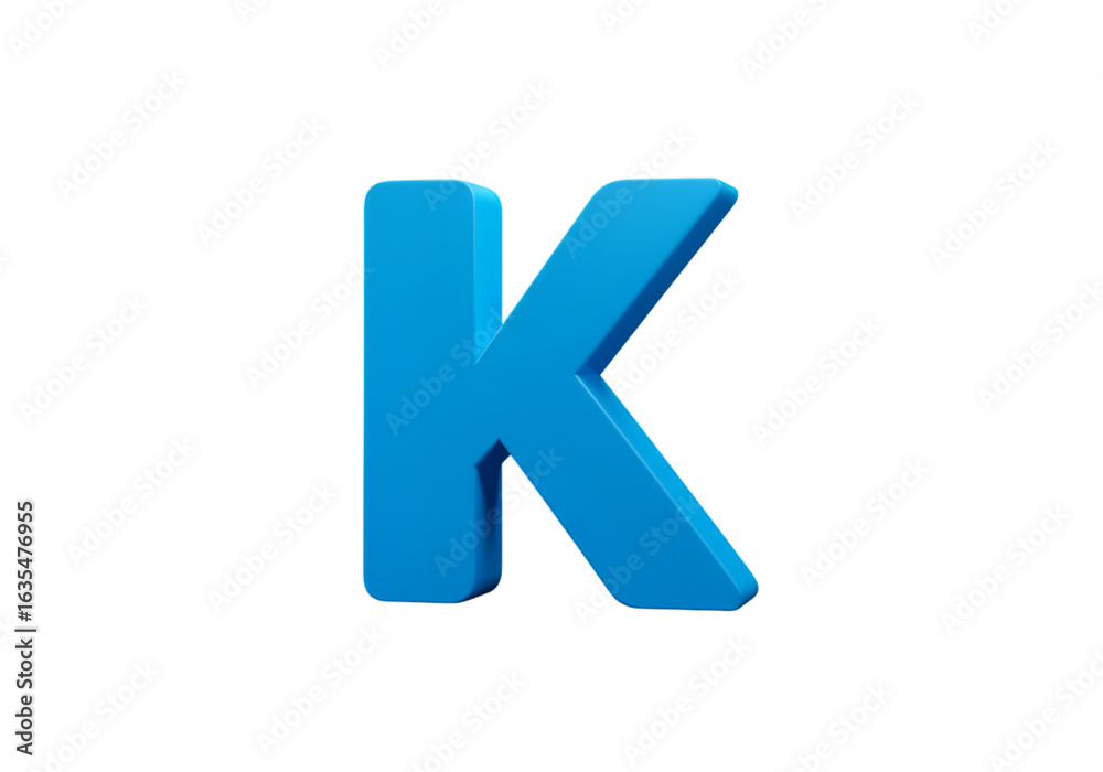 Obraz premium Isolated 3D Blue Letter K on Transparent Background Illustration