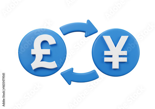 Illustration Of Currency Exchange With Blue Arrows and Icons in Black Background