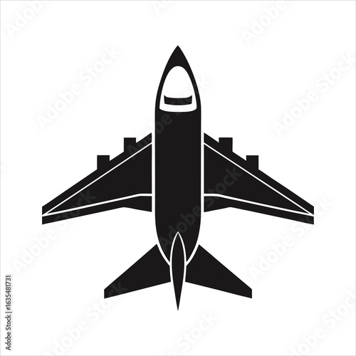 Black jet airplane with swept wings and engines aircraft aviation