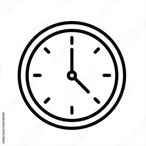 Simple bold black line icon of a clock face time dial