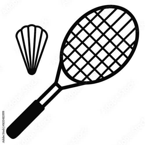 Dynamic badminton racket and shuttlecock banner advertisement featuring vibrant cmyk colors and classic typography