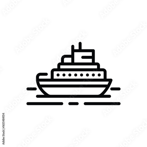 Black line icon for ship