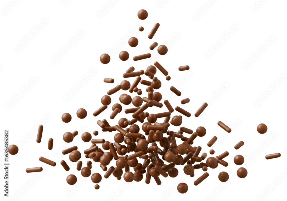 Obraz premium Isolated 3D Render of Brown Chocolate Sprinkles Heap on Transparent Background