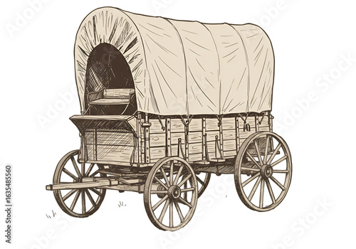 Illustration Of Vintage Wooden Wagon On Isolated Background