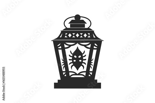 haunted lantern silhouette vector illustration