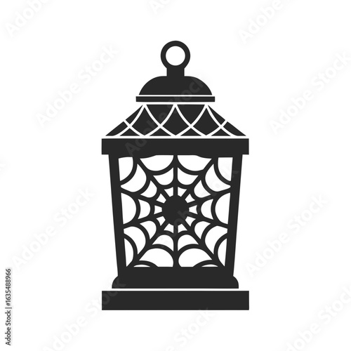 haunted lantern icon silhouette vector illustration