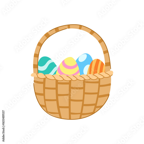 celebration basket easter cartoon vector illustration