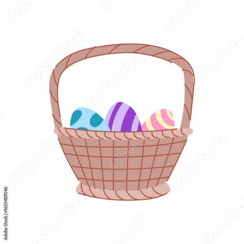 pastel basket easter cartoon vector illustration