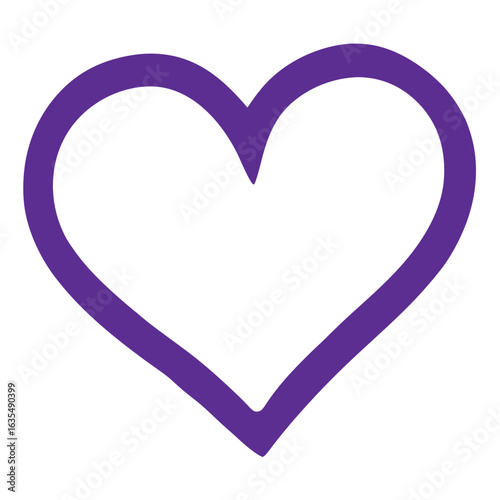 Bold purple heart outline banner design with artistic brushstroke effect