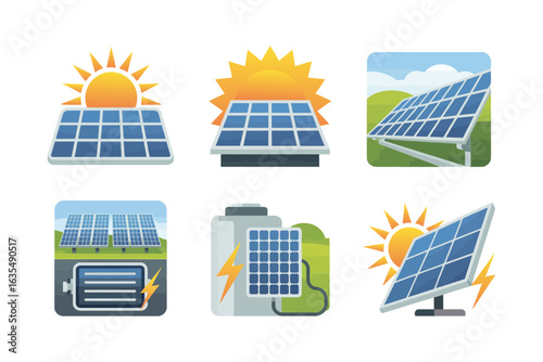Hydropower and dam icon set, renewable energy vector, water power illustration, eco energy collection, sustainable technology design