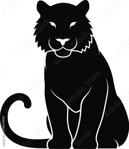 Black panther silhouette, a vector illustration of a wild cat predator, perfect for logos, tattoos, and graphic designs, showcasing strength and elegance