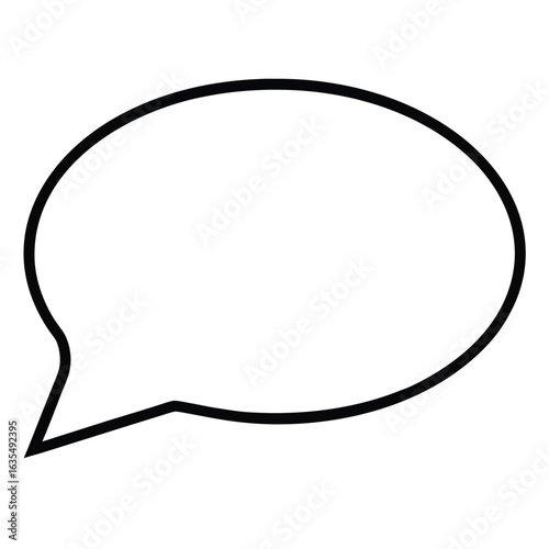 Bold black angled line art speech bubble graphic design element for communication and dialogue