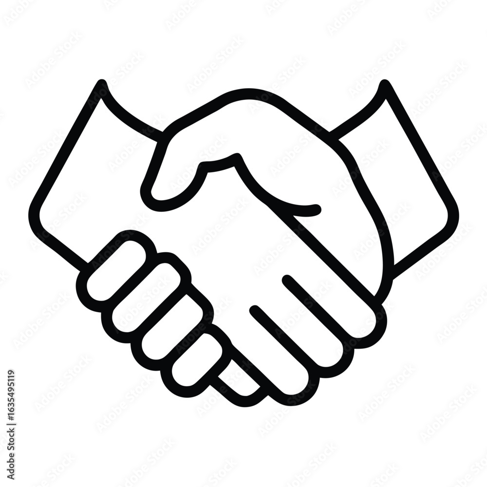 Fototapeta premium Two hands clasped diagonally with thumbs on top graphic design element