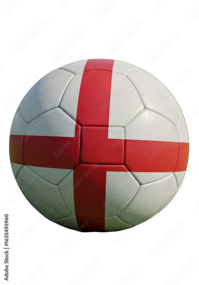 Obraz premium Isolated England Soccer Ball with Red Cross Design and White Background