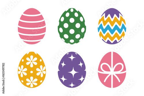 Floral Easter egg icons, spring holiday collection, decorative pattern vector, pastel egg illustration, festive celebration clipart