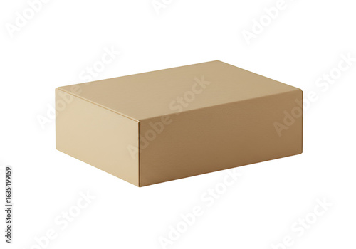 Isolated Brown Box on Black Transparent Background Realistic Illustration