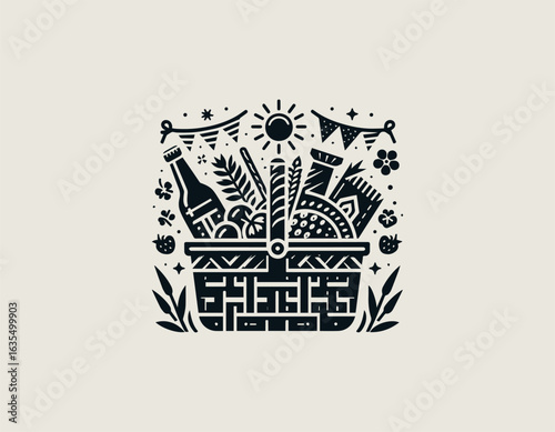 picnic basket icon vector logo