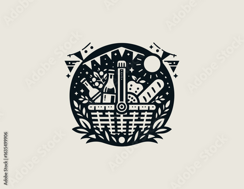 picnic basket icon vector logo