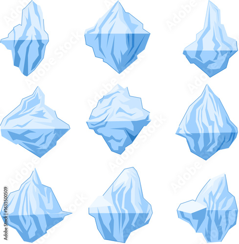 iceberg set cartoon vector illustration