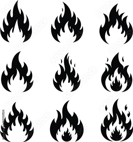 vibrant crisp clean stylish elegant modern detailed professional high quality Flame Silhouettes on Transparent Background