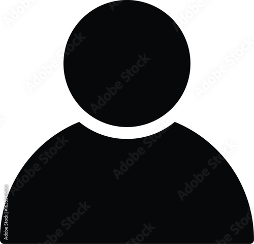 Solid black user glyph icon representing a person, client, or utilizer. Minimal silhouette profile design for business, customer service, account, membership, and user interface applications.