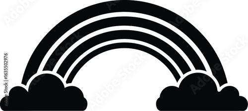 high quality A serene black silhouette rainbow on a transparent background with a minimalist design