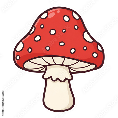 Isolated Illustration of a Red Mushroom on a Transparent Background