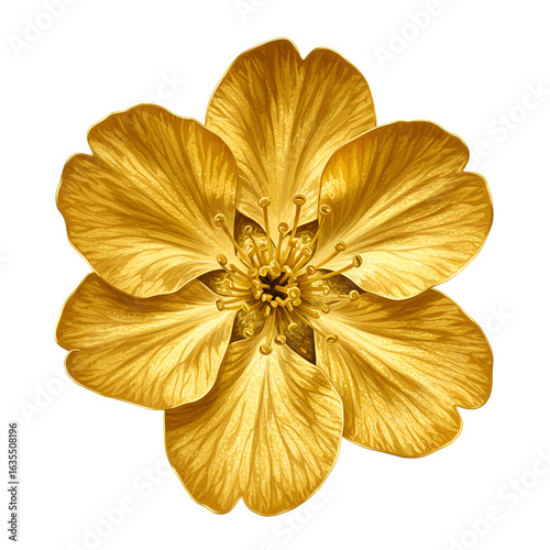 Isolated Gold Flower Illustration On Transparent Background Design