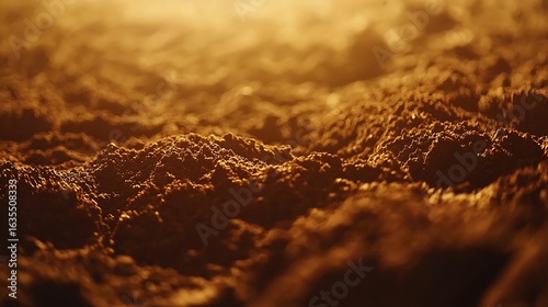 Dense clay soil shaped into a rounded mound, captured with zoom lens 135mm, soft natural lighting revealing smooth texture and compactness