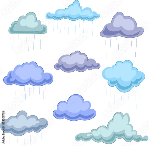 rain cloud set cartoon vector illustration