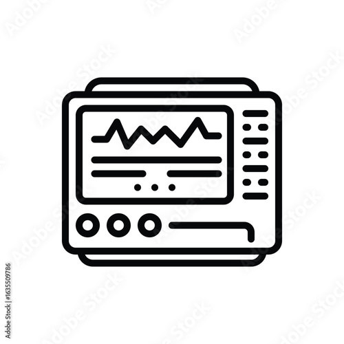 Black line icon for electrocardiogram