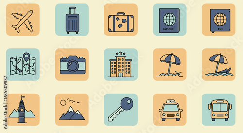 Travel Icon Collection 4 - Plane, Suitcase, Destination