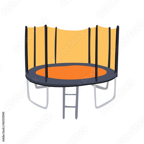 leap trampoline jumping cartoon vector illustration