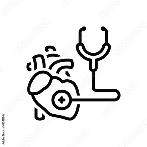 Black line icon for cardiology