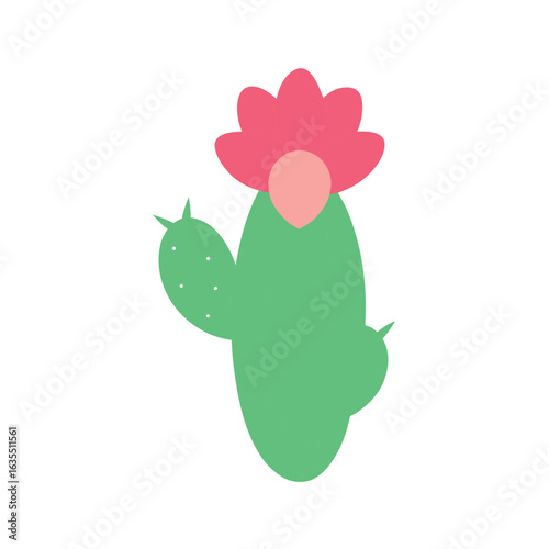 Watercolor blooming cactus on white background for nature succulents or summer illustrations