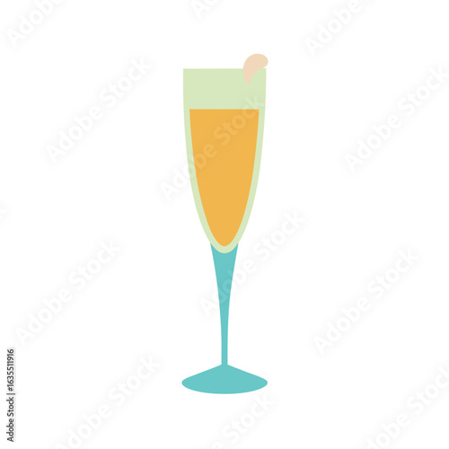 Champagne glass watercolor illustration with white background for celebration or party themes