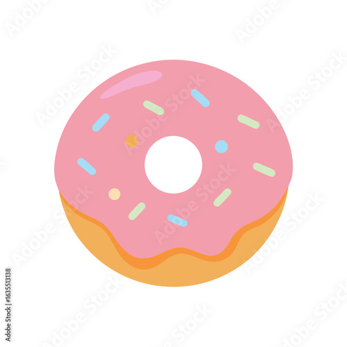 Watercolor donut with colorful frosting on white background for sweet food illustrations