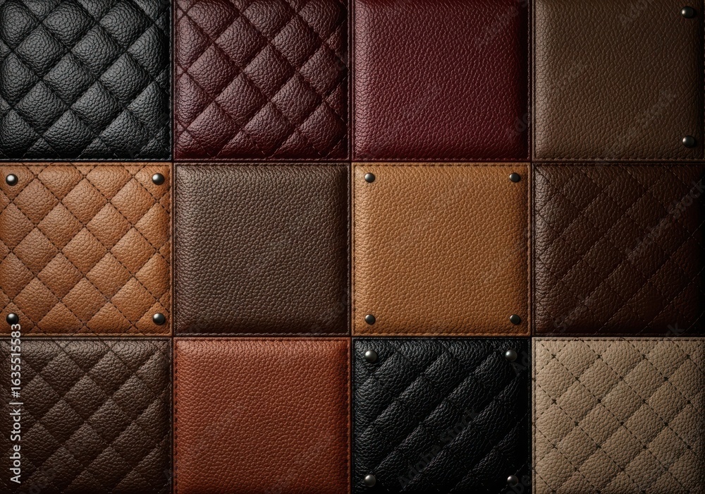 Fototapeta premium Collection of leather samples with different textures and patterns